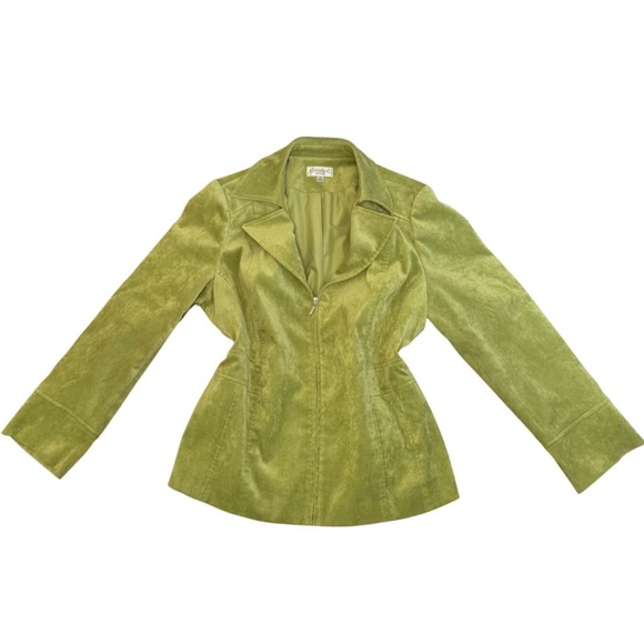Green Apple Suede Style Zip Front Long Sleeve Jacket Size Women's 16 - Picture 1 of 3